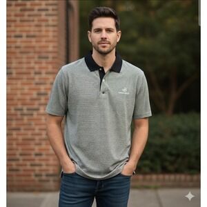 The‎ Broadmoor Mens 2XL XXL Polo Shirt Mercerized Cotton Striped Golf Black New